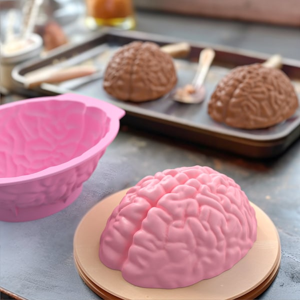 Large Halloween mold realistic human brain food-grade Silicone mold candle baking cake chocolate making Halloween spooky season goth Gothic