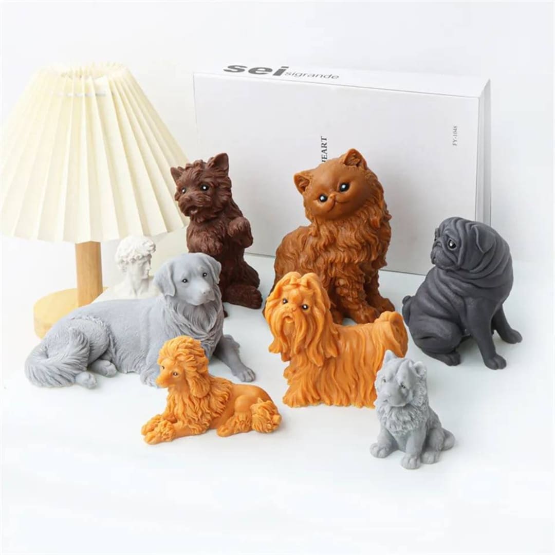 Animal Themed 3D Dog Silicone Mold Candle Making Molds Cute Candles
