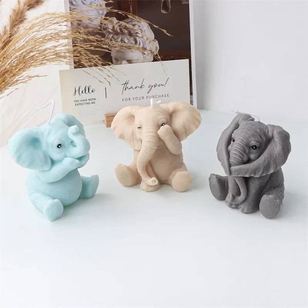 Moule d’éléphant cool 3D Silicone bougie fabrication de moule résine animal amoureux forme sculpture moule assis éléphants bougies entreprises fournitures grandes