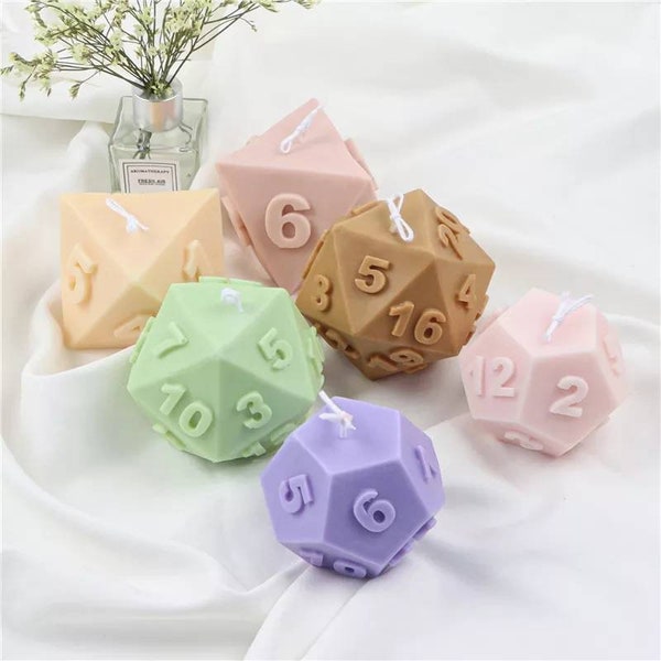 Cool dice mold artistic 3D Silicone candle chocolate making big resin d&d dungeons and dragons octahedron icosahedron dodecahedron dices