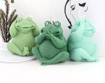 Cool frog molds 3D big large Silicone mold candle making chocolate candy Form resin mould animal pet frogs closed eyes mouth ears funny fun