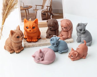 Animal themed 3D dog food-grade silicone mold candle making molds cute candles dogs cats persian cat bulldog puppy puppies pups chocolate