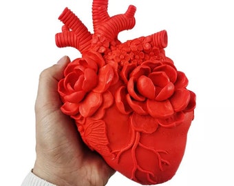 Big human heart with flowers Silicone candle mold candy chocolate making Halloween spooky season goth Gothic flower floral candles business