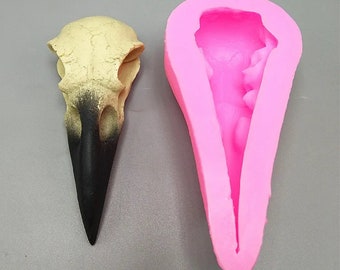 Big crow skull raven skulls bird beak silicone mold candle making molds food-grade mystical birds black crows halloween witchy candles witch