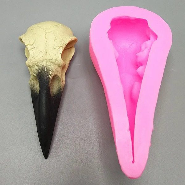 Big crow skull raven skulls bird beak silicone mold candle making molds food-grade mystical birds black crows halloween witchy candles witch