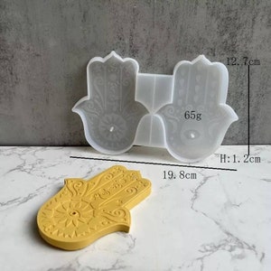 Aesthetic coasters hamsa hand of fatima pattern coaster incense stick holder burner silicone mold concrete jesmonite epoxy cement homeware image 2