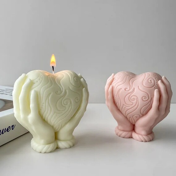 Standing Hands Holding Heart Shaped Food-grade Silicone Mold Candle Making  Molds Chocolate Cake Candy Romantic Valentines Day Candles Stand 