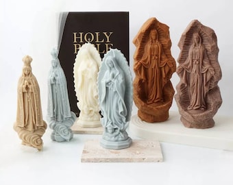 Large Holy Virgin Mary with halo Silicone chocolate big candle making mold Christianity Religion angel statue mother jesus candles business