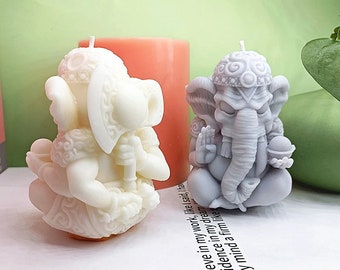 Grande statue d'éléphant ganesha moule à bougies en silicone de qualité alimentaire gâteau au chocolat béton grandes bougies bouddhisme religion bouddhiste spirituel