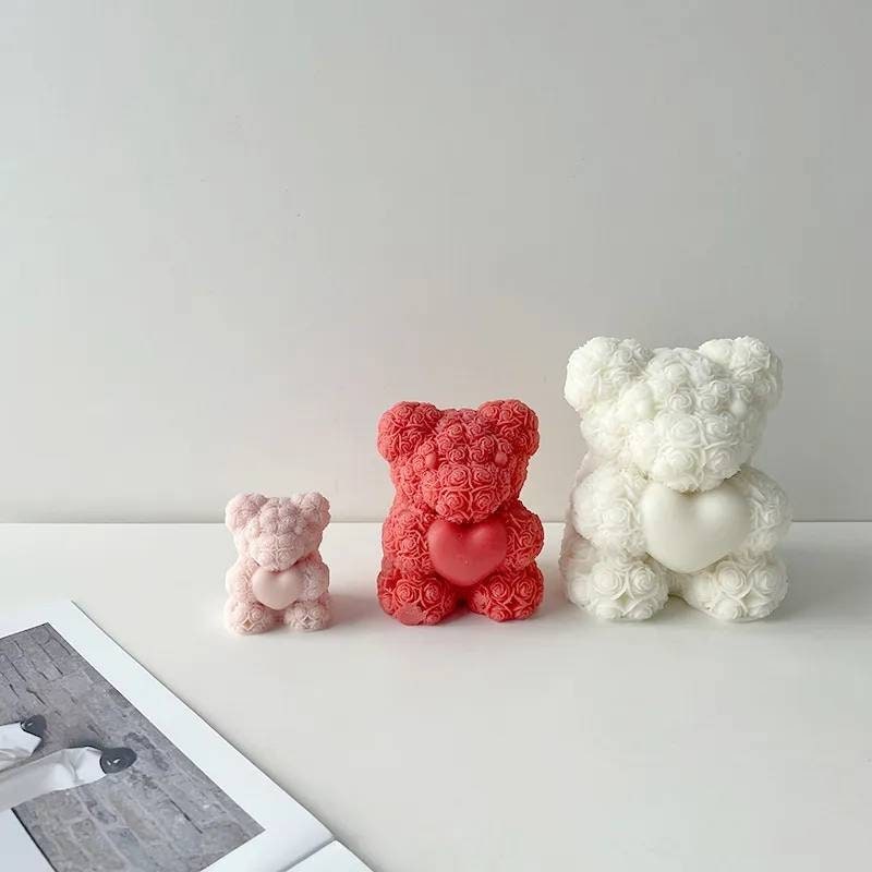 Midnadiy Rose Bear Candle Mold - 3D Teddy Bear Silicone Mold, Large Ep –  WoodArtSupply