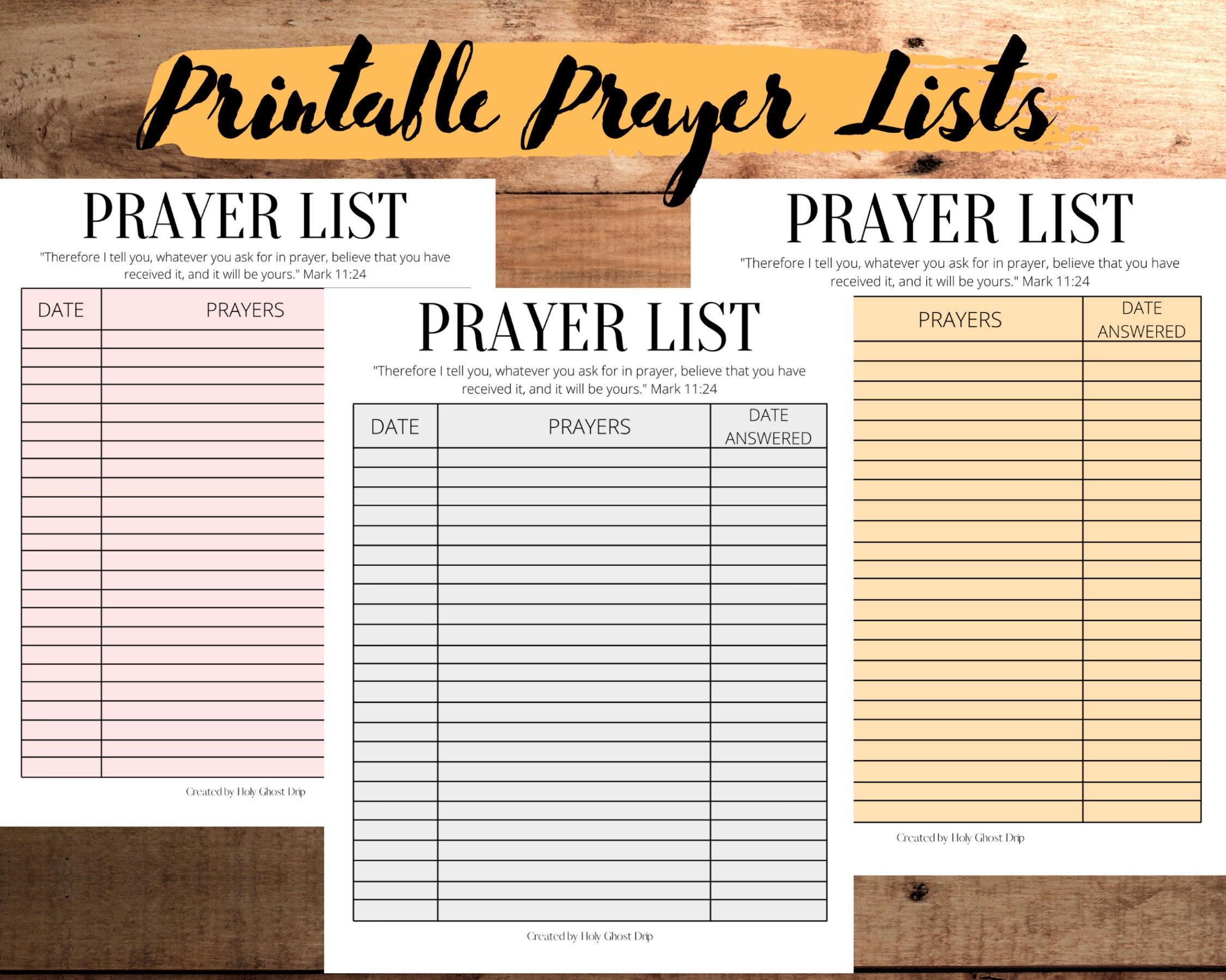 Prayer List Template Word
