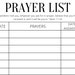 Prayer List Digital Printable - Etsy