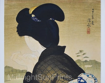 伊藤深水作「吹雪」日本美術版画、木版画、ジクレー、版画、美術