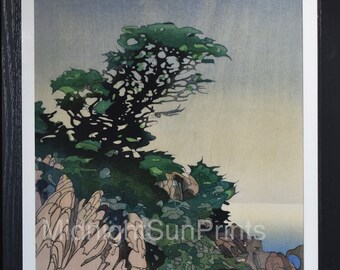 Bertha Lum Style japonais Fine Art Giclee Print-Japanese Woodblock-Point Lobos, Carmel By The Sea, Californie