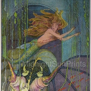 Fine Art Giclee Print-Elenore Plaisted Abbott Illustration- Little Mermaid-Fantasy/Fairytale Illustration-Magical Man of Mirth