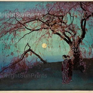 吉田博による日本のアートプリント「雲井桜」、木版画、ジクレー