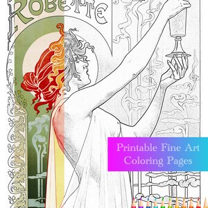 Druckbare 8,5&quot;x11&quot; Jugendstil Malseite- Absinthe Robette, Henri Privat-Livemont, 1896, Paris Belle Epoche