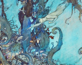 Fine Art Giclee Print-Edmund Dulac Illustration-The Little Mermaid-Fantasy/Fairytale Illustration