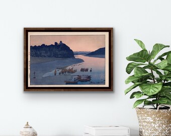 吉田博による日本のアートプリント「嵐山」、木版画、ジクレー、版画