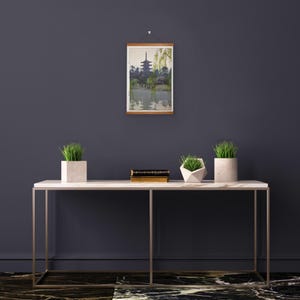 Japanese Fine Art Hanging Scroll Canvas Print from Hiroshi Yoshida&#39;s Shin-hanga Woodblock-Sarusawa Pond (Sarusawa ike)