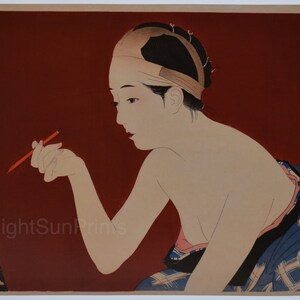 Japanese Fine Art Giclee Print-Ito Shinsui Japanese Shin-Hanga Woodblock-Actress-Mayuzumi (Blackening the eyebrows)