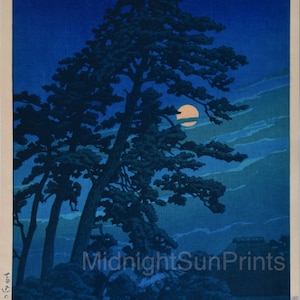 Japanese Fine Art Giclee Print-Hasui Kawase Shin-hanga Woodblock-Moon at Magome (Magome no tsuki)