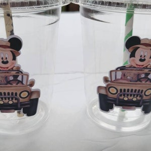 Mickey Mouse Safari clear cups with lid and straw, party favors