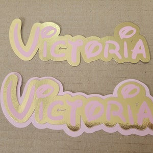 Pink and gold personalizable cardstock name cut, scrapbook, party decor