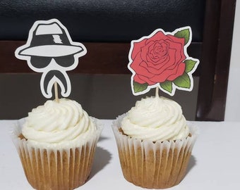 Cholo theme, roses cupcake toppers, Chicano party decoration, Homies