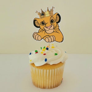 Simba with crown, Lion King cupcake toppers, party decoration