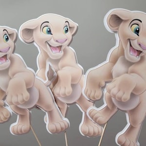 3 Nala, Lion King party decoration, centerpiece, cake toppers