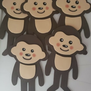 5 Monkey Foam figures great for centerpiece party decoration jungle safari baby shower favors