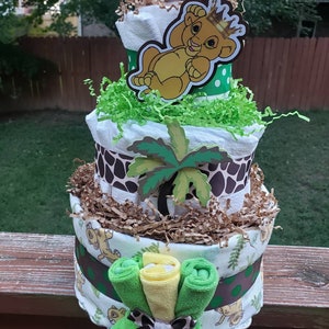 3 Tier Baby Lion King Simba diaper cake,  party decoration, baby shower centerpiece
