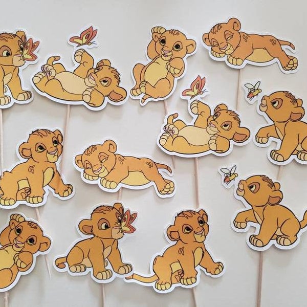 12 Baby Simba, Lion King cupcake toppers, party decoration