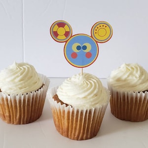 12 Mickey Mouse Toodles cupcake toppers, party decoration