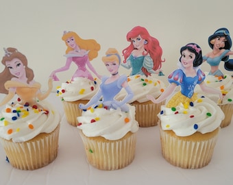 12 princess cupcake toppers, party decoration