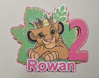 Lion King, Simba, girl pink personalized Cake Topper, party decoration, centerpiece
