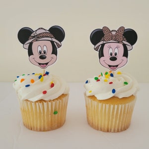 12 Mickey Safari cupcake toppers, party decoration