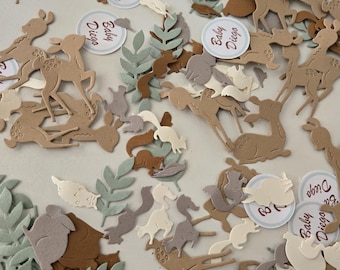 100 cardstock Woodland forest confetti, deer baby shower party decoration