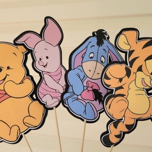 4 Baby Winnie the Pooh characters, baby shower party decoration, centerpiece