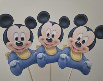 3 Baby Mickey mouse party decoration, centerpiece, cake toppers