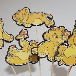 6 Baby Simba, Lion King party decoration, centerpieces, diaper cake toppers