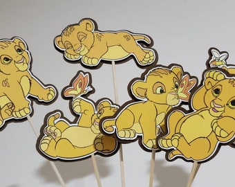 6 Baby Simba, Lion King party decoration, centerpieces, diaper cake toppers