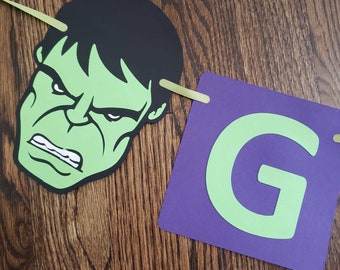HULK personalized name banner, superheroes party decoration