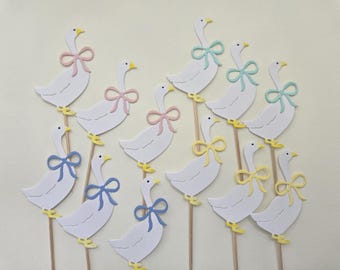 Goose cupcake toppers, party decoration, baby shower