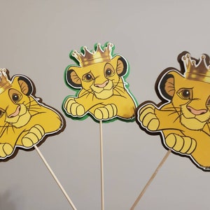3 Simba, Lion King party decoration, centerpieces, cake topper