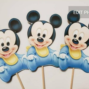 3 Baby Mickey mouse party decoration, centerpiece, cake toppers