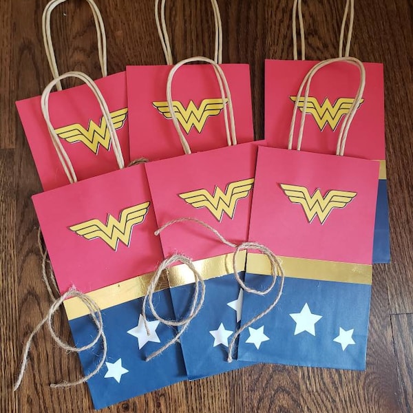 ONE wonder woman superhero birthday party favor bag