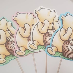 4 Classic Winnie the Pooh characters, baby shower party decoration, centerpiece