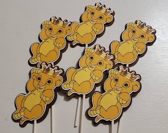 6 Baby Simba, Lion King party decoration, centerpieces, diaper cake toppers